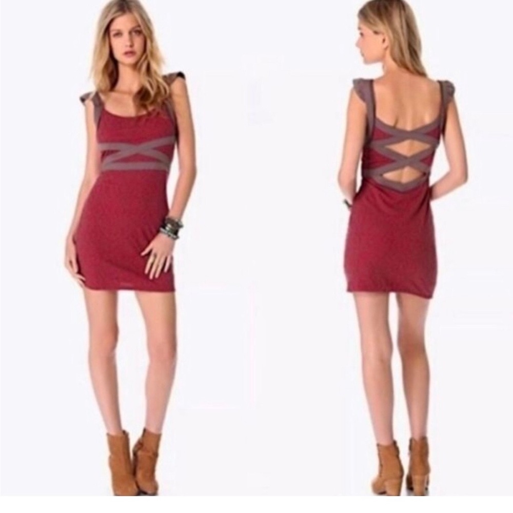 NWT Free People cross my heart open back bodycon dress - extra small xs
